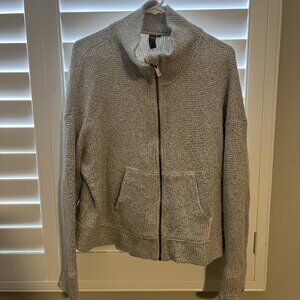 Sweaty Bety Size Large (L) Women's Gray Textured Full Zip Sweater Jacket Cozy Kn